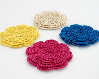 Irish Flower Coaster Set. Crochet. Applique.