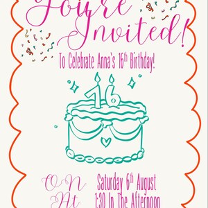 Invitation modifiable d'anniversaire Sweet 16 | Rose amusant en téléchargement numérique | Fête entre filles