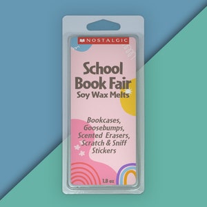 School Book Fair Scented Soy Wax Melts, Unique Gift For Teacher, Holiday Stocking Stuffer, 90s Nostalgia Gift for Best Friend, Pop-Culture