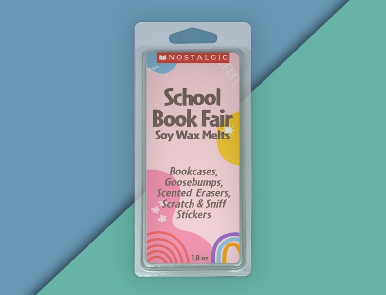 School Book Fair Scented Soy Wax Melts, Unique Gift For Teacher, Holiday Stocking Stuffer, 90s Nostalgia Gift for Best Friend, Pop-Culture image 1