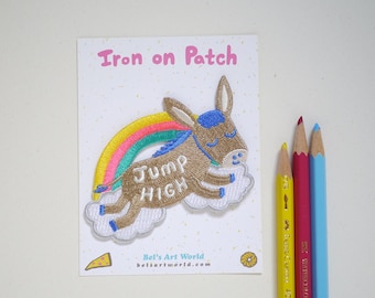 Jump high - cute donkey Iron On Patch