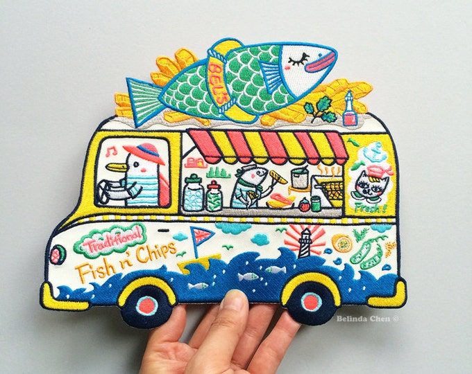 Fish N' Chips Truck XXL Back Patch Etsy