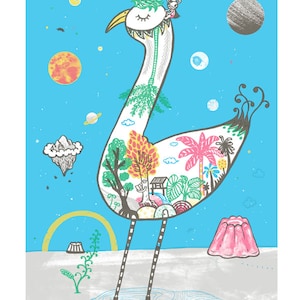 Space Bird- B2 Serigrafía original de edición limitada