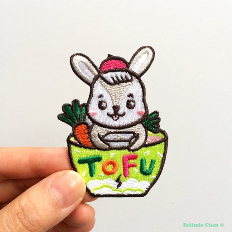 Bunny Tofu Iron on Patch Etsy