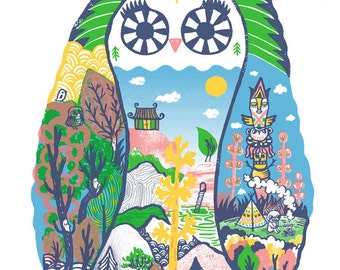 Forest in the Owl - B2 Original limited edition silk screen print