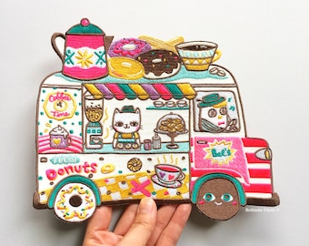 Coffee and Donuts Truck XXL Back Patch