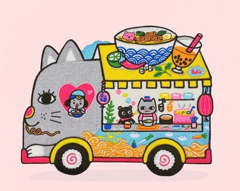 Noodle and bubble tea Truck XXL Back Patch