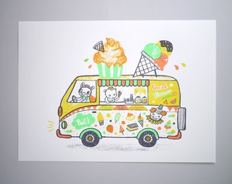 Ice Cream Van - A3 Original limited edition silk screen print