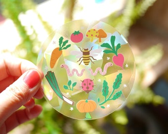 Greenfingers / Bees and bugs Suncatcher window decal - Rainbow maker window sticker