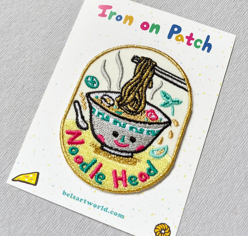 Noodle Head iron on Patch Gold edition image 3