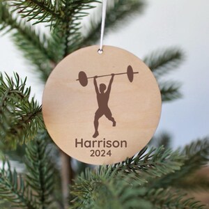 CrossFit, Powerlifter, Wooden Christmas Tree Ornament