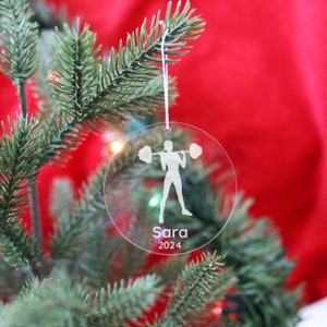 CrossFit, Powerlifter, Girl, Acrylic Christmas Tree Ornament