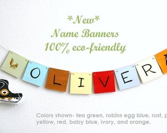 Name Banner, Personalized Wooden Name Banner with 8 Letters, baby and kids art, alphabet, nursery decorations custom name plaque