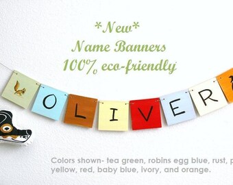 Name Banner, Personalized Wooden Name Banner with 8 Letters, baby and kids art, alphabet, nursery decorations custom name plaque