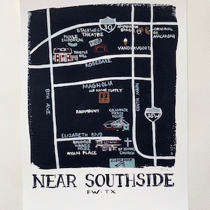 bei Southside - Print, Fort Worth Texas, Landkarte, Map of Fort Worth Texas, Haushaltswaren. Baby, Kinder, Kunst für Kinder, Dekor