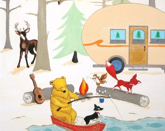 Camp Fun- KUNSTDRUCK, Camping, Kunst für Kinder
