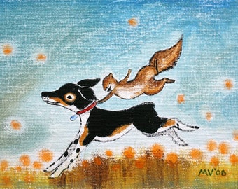 Happy Day- PRINT 8x10, art print, dog art, dogs
