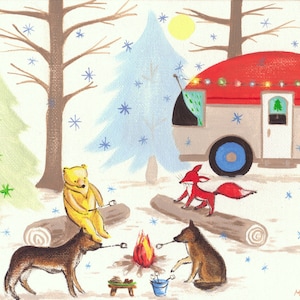 Create your own Camping scene with your Pet, custom for you, great gift, animals, woodland animals, forest image 1