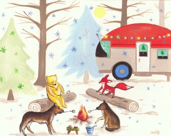 Create your own Camping scene with your Pet, custom for you, great gift, animals, woodland animals, forest