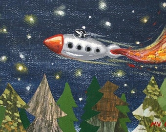 Rakete Kiefern-DRUCK 30x30 cm