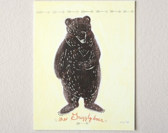 The Grizzly Bear, NEW Original painting, California Grizzly, Bear, brown bear