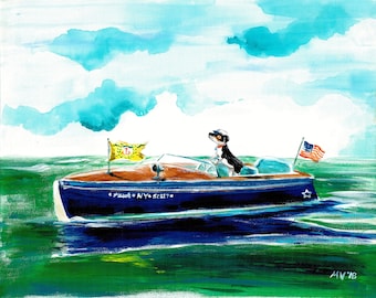 Hawk in Montauk - PRINT 12x15", montauk, boat art, east coast, hamptons, sailing, boats, captain