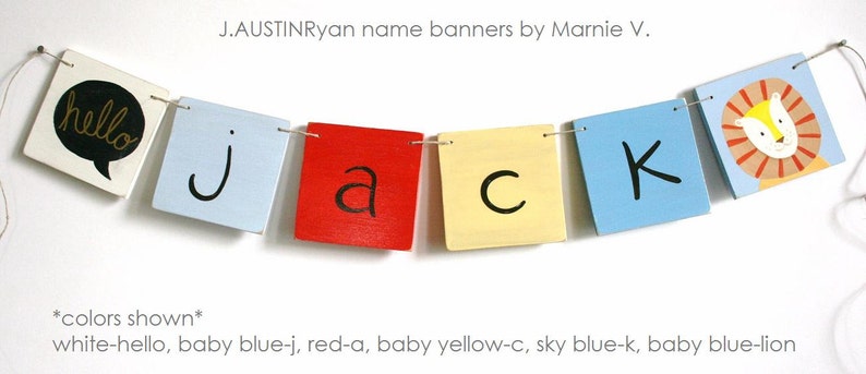 Personalized Wooden Name Banner with 4 Letters, baby and kids art, alphabet, nursery decorations custom name plaque image 1