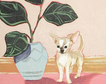 dog art, animal art, plant art,  houseplants, Print 8x10