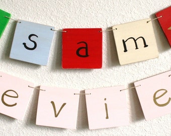 Name Banner- build your own, baby and kids decor, room decor, wooden name banner, wall hanging