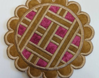 Lattice Raspberry Pie Embroidered Trivet
