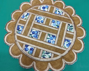 Lattice Blueberry Pie Embroidered Trivet