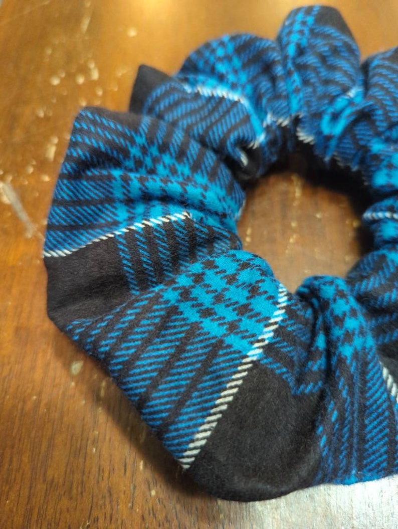 Blue and Black Plaid Flannel Jumbo Scrunchie image 2