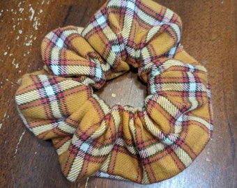 Yellow Plaid Flannel Jumbo Scrunchie