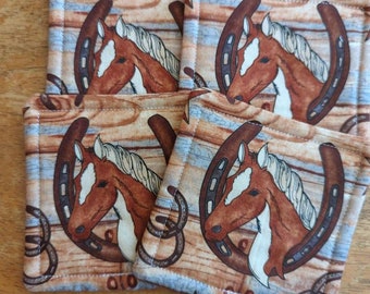 Quilted Fabric Coasters (Horse Western Themed)