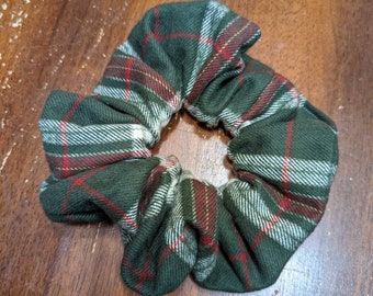 Green Plaid Flannel Jumbo Scrunchie