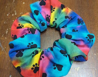Rainbow Paw Print Jumbo Scrunchie