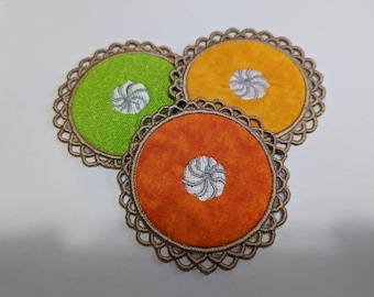 Embroidered Pie Coasters