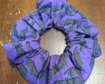 Purple Bats Halloween Jumbo Scrunchie