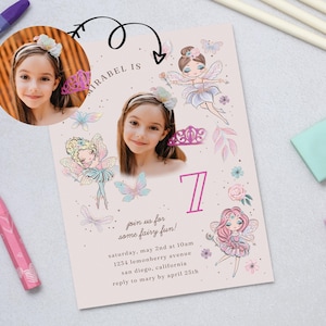 Editable Fairy Birthday Invitation Whimsical Enchanted, Fairy 1st Birthday Invite, Editable Template,  Enchanted Garden Fairy Invitation