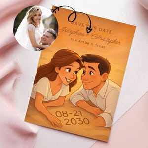 Locatie Save the Date-kaart met GRATIS enveloppen, JOUW BEELD, aquarel trouwlocatie, schets schilderij tekening Save the Date-kaarten