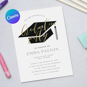 Graduation Party Invitation Template Editable, Graduation Annauncement Invitation, Graduation Party Invite Download, Class of 2025, Editable