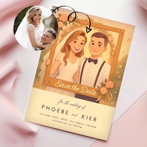 Locatie Save the Date-kaart met GRATIS enveloppen, JOUW BEELD, aquarel trouwlocatie, schets schilderij tekening Save the Date-kaarten