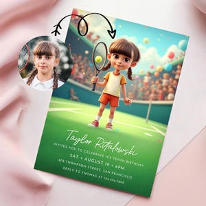 Tennis Birthday Invitation Template, Editable Sports Party Invite, Game Set Match, Tennis Racquet and Balls Invitation, Instant Download