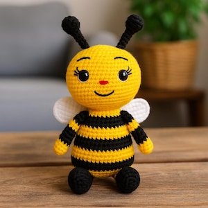 Niedliches Amigurumi Bee Häkelmuster, PDF-Anleitung, Sofort Download Bienen muster, Biene schlüsselanhänger Häkelanleitung, Bee häkeln amigurumi