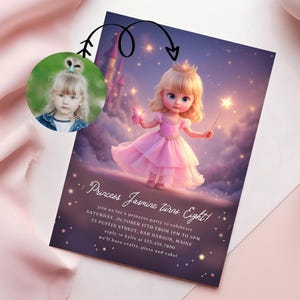 Four Ever A Princess Birthday Invite, Princess Party, Girls Fourth Birthday, Four Ever Magical, Castle, Digital Download Print Text Editable