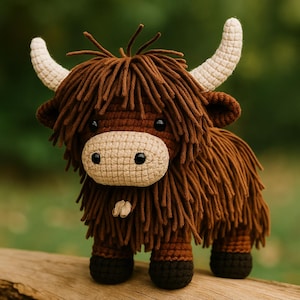 Amigurumi Highland Cow Crochet Pattern, Scottish Highland Cow Stuffed Plush Pattern, PDF Amigurumi Crochet Pattern, Kids Toy Pattern