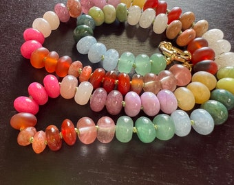 Tropical Candy silk knotted gemstone necklace