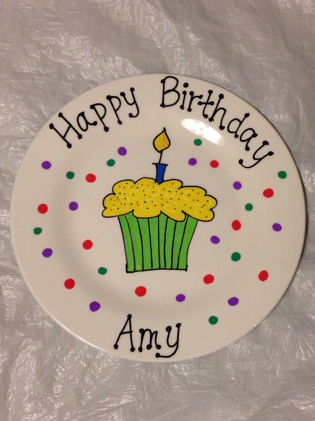 Happy Birthday Plate Personalized Plate Hand Painted Etsy