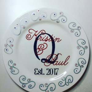 Monogram Plate - Personalized Wedding Plate - Personalized Wedding Gift - monogrammed Wedding Gift - Bridal Shower Gift - Bride and Grom