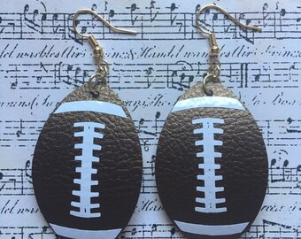 Football Faux Leather Earrings - football Earrings - teacher Earrings - Faux Leather Earrings - Teardrop Earrings - Drop Earrings